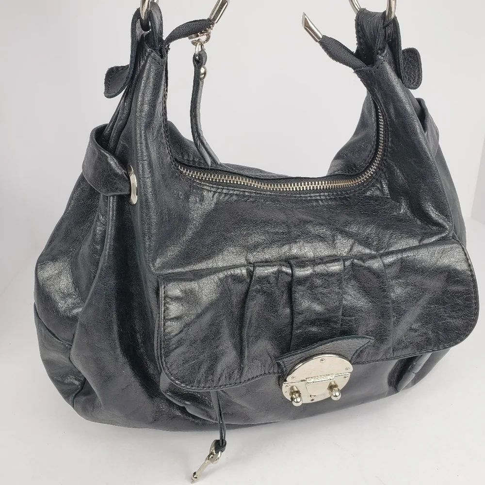 Innue Italy Black Leather Hobo Handbag